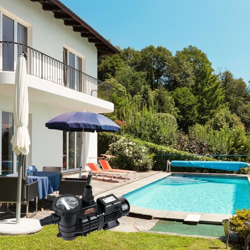 51egtehl.jpg Mauk Schwimmbadpumpe 320 W – selbstansaugende Poolpumpe für Sandfilteranlage mit 7.500 l/h Förderleistung und IPX4-Schut
