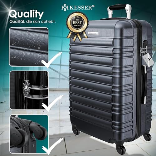 51grxhcqp2l.jpg Kesser Reisekoffer Hartschalen-Koffer | Anthrazit, 120L, 4 Rollen, Teleskopgriff, Kofferwaage & Gepäckanhänger