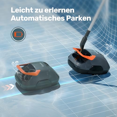 51hnmznrivl.jpg Gosvor Akku Poolsauger 90 Min Reinigungszeit, Einfach Bedienen, Selbstparkfunktion, Ideal für 80 ㎡ Oberirdische Pools |
