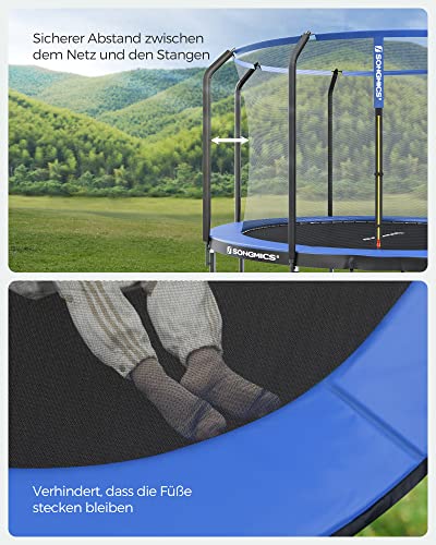 51i3jc gbpl.jpg SONGMICS Sicherheitsnetz Trampolin Outdoor für Kinder mit Leiter und Randabdeckung, Ø 305 cm