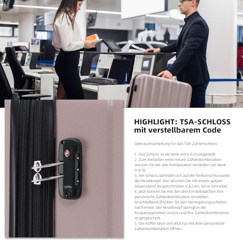 51i6e7yvvkl.jpg BEIBYE TSA-Schloß Reisekoffer mit Gepäckrollen Lange Größe Rosa Gold