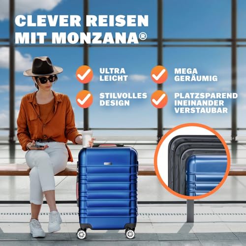 51i9ccvsjel.jpg Monzana Kofferset Reisekoffer S-M-L-XL ABS Hartschalen Gel-Griffe 4 Rollen Navy | Monzana Kofferset 4 Rollen Schloss Fü