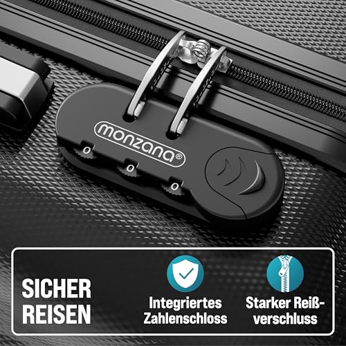 51jp7dhjgql.jpg Monzana 3tlg. Kofferset - Hartschalenkoffer für Reisen inkl. Schloss und Gurt - Reisekoffer für Männer und Frauen - Gurt