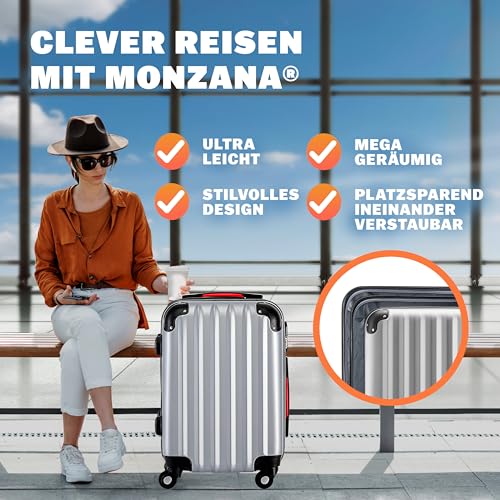 51jpvqq2jyl.jpg Monzana Reisekoffer ABS Hard Case SilberXL Teleskopgriff Zahlenschloss Kantenschutz
