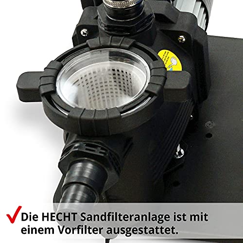 51k9pbvqcns.jpg HECHT 11.000 Liter Sandfilteranlage für Pool – Reinigungspumpe mit Vorfilter – Idealer Sandfilter für Gartenpools – 7-We