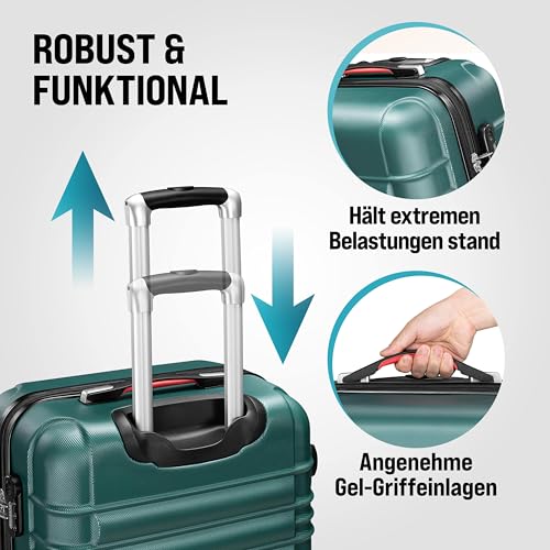 51k9nipx6cl.jpg Monzana 4tlg Kofferset Schloss Organizer Grün S-M-L-XL Reisekoffer Hartschale