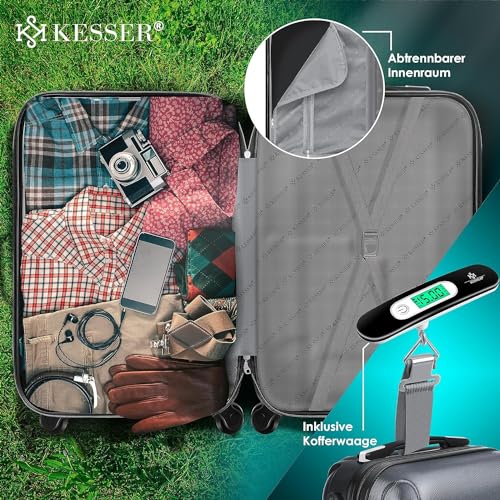 51kduily8hl.jpg Kesser Reisekoffer Hartschalen-Koffer | Anthrazit, 120L, 4 Rollen, Teleskopgriff, Kofferwaage & Gepäckanhänger