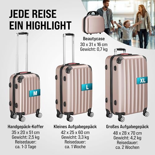 51m1wdkp1dl.jpg Monzana Reisekoffer Set - M-L-XL - Hartschalenkoffer mit Schloss & Organizer