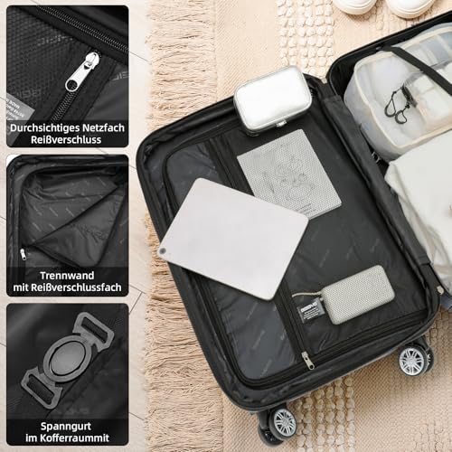 51mm3ytsbhl.jpg BEIBYE Hartschalen Koffer Trolley - Perfekt für Familienreisen mit Zwillingsrollen (Coffee, Set)