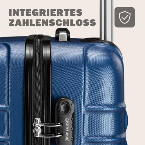 51nmpnr mxl.jpg Monzana Kofferset Reisekoffer S-M-L-XL ABS Hartschalen Gel-Griffe 4 Rollen Navy | Monzana Kofferset 4 Rollen Schloss Fü