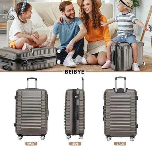 51np0fl7wfl.jpg BEIBYE Hartschalen Koffer Trolley - Perfekt für Familienreisen mit Zwillingsrollen (Coffee, Set)