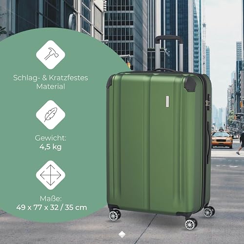 51nnc07rgcl.jpg Travelite Hartschalenkoffer groß, erweiterbar, 4 Rollen, 77 cm CITY Trolley mit kratzfester Oberfläche, TSA Schloss, 113