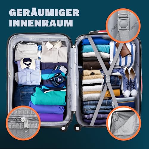 51oelcoudwl.jpg Monzana Reisekoffer ABS Hard Case SilberXL Teleskopgriff Zahlenschloss Kantenschutz