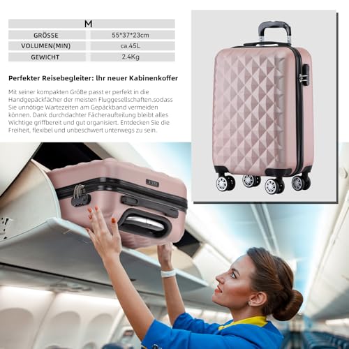 51obhaf8uil.jpg BEIBYE Zwillingsrollen Reisekoffer Rosa Gold M (Hartschale, M-L-XL-Set)