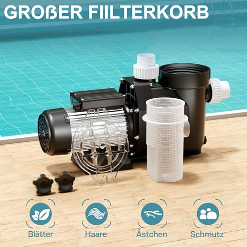 51pmlxcdwpl.jpg WilTec Poolpumpe 19200 l/h 750 W Schwimmbadpumpe - Für Efficientes Filtern und Umwälzen in Ihrem Schwimmbad