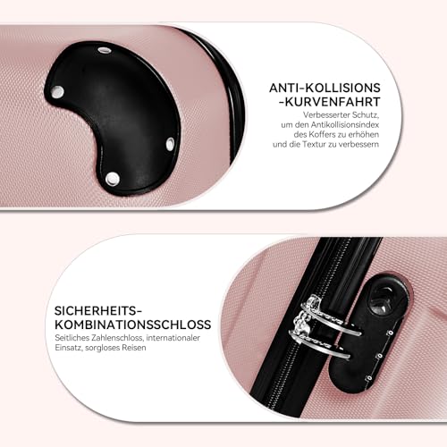 51pexcooxzl.jpg BEIBYE XL Hartschalen-Koffer Trolley Rollkoffer für Reisen (Rosa Gold)