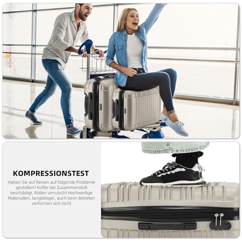 51qb4hhmfvl.jpg BEIBYE Hartshalen Rollkoffer Set für Reisen mit Zwillingsrollen (Champagner, Set)