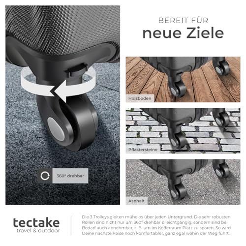 51qp3ub1vul.jpg tectake 4-teiliger Schwarzer Reisekoffer mit TSA Zahnradenschloss und Rollen 360°