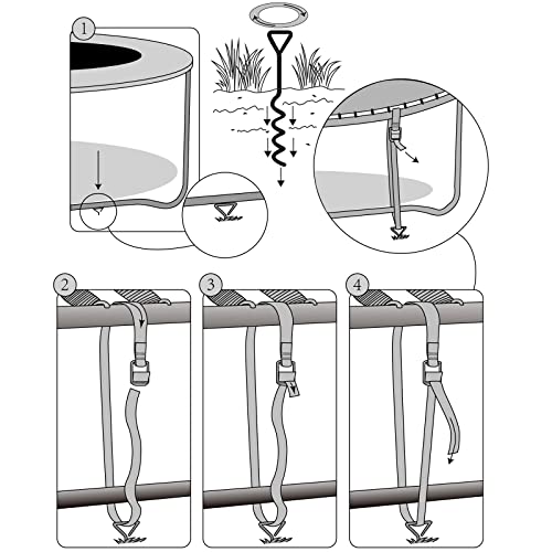 51quphzmpul.jpg MONZANA® 4 Bodenanker für Trampolin + Rostfreie Sicherung für Gartenhaus und Pavillon + 5 Windungen + 900kg Traglast