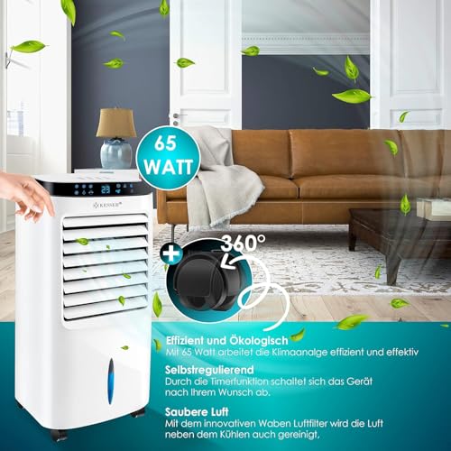 51raqhmfjl.jpg Kesser® 4in1 Mobile Klimaanlage | Fernbedienung | Luftkühler | Zuhause | Coolungsfunktion | 10L Tank | Inklusive Kühlakk