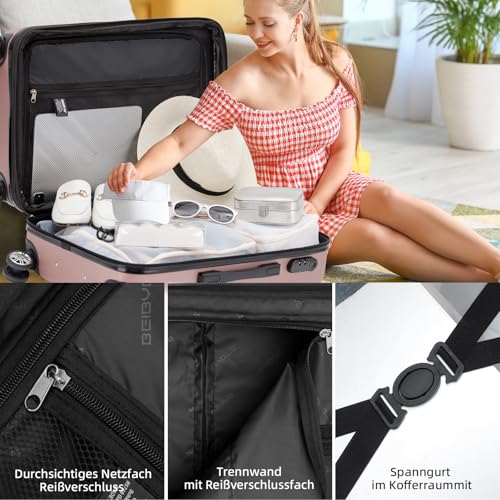 51ruubuztol.jpg BEIBYE Zwillingsrollen Reisekoffer Rosa Gold M (Hartschale, M-L-XL-Set)
