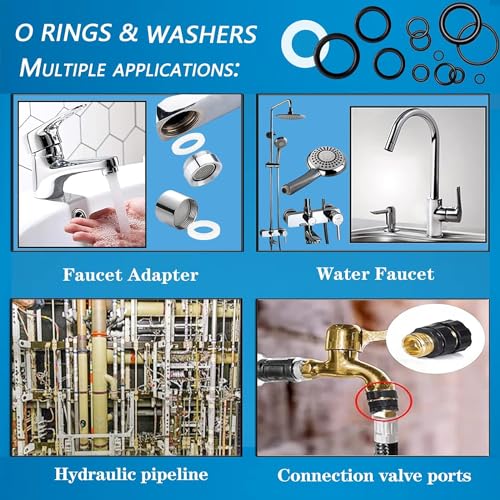 51rkhpbk8rl.jpg ZDBB 1000 Pcs 18 Größe O Ring und Gummi Unterlegscheiben Kit für Sanitär, Wasserhahn und Duschköpfe - Reparatur Dichtung