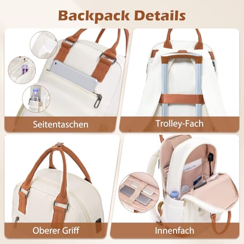 51sqfm4b1yl.jpg COOLIFE Reisekoffer ABS Hartschalen 4 Rollen TSA-Schloss Global Recycled Standard x2 - Weiß/Braun Koffer-Set 5tlg COOLIF