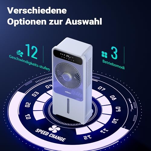 51tblcqtwcl.jpg Wiltec Luftkühler 28 W mit Wasserkühlung - mobiler Air Cooler für Outdoor-Verwendung mit Fernbedienung und 12 Geschwindi