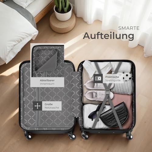 51u0znoypcl.jpg tectake 4-teiliger Schwarzer Reisekoffer mit TSA Zahnradenschloss und Rollen 360°