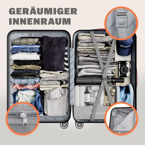 51u3ubysll.jpg Monzana Kofferset Reisekoffer S-M-L-XL ABS Hartschalen Gel-Griffe 4 Rollen Navy | Monzana Kofferset 4 Rollen Schloss Fü
