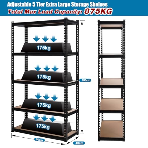 51uxectcgul.jpg PACHIRA Verstellbares Schwerlastregal, hohe Tragkraft bis 750kg, ideal für Küche und Büro, robustes Garagenregal 183 x 9