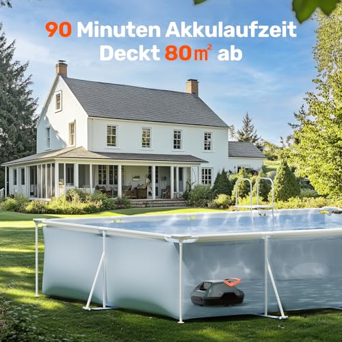 51vua4yabql.jpg Gosvor Akku Poolsauger 90 Min Reinigungszeit, Einfach Bedienen, Selbstparkfunktion, Ideal für 80 ㎡ Oberirdische Pools |