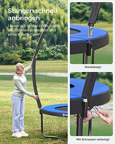 51w2rlxwo4l.jpg SONGMICS Outdoor Trampolin für Kinder mit Sicherheitsnetz und gepolsterten Stangen | SONGMICS Rundes Gartentrampolin Ø