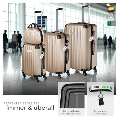 51w2ur9pwtl.jpg tectake 4-teiliges Reisekoffer Set,ключающие Kofferwaage und Gepäckanhänger, perfekt für Familien, auf Reisen - 360° Rol