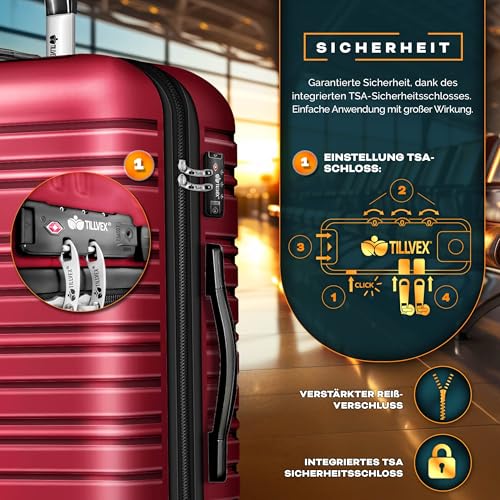 51wdxlqykfl.jpg Tillvex Reisekoffer Set 3-TLG. | Hartschale Kofferset 4 Rollen | Reisetaschen für Familienmitglieder