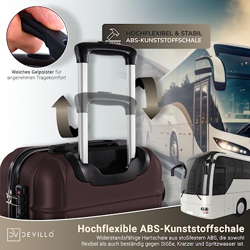 51zepcsgkl.jpg Devillo Hard Shell Trolley Koffer für Reisen - großartige Schutzqualities, 4 Rollen, ABS-Hartschale, Teleskopgriff - 4T