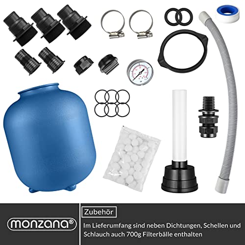 51zn9obdtml.jpg Monzana® Sandfilteranlage SF102K mit 35.000L/h Filterleistung für 35.000L Pools bis 1.2kg Filterbälle Poolreinigung Pump