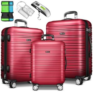 Tillvex Reisekoffer Set 3-TLG. | Hartschale Kofferset 4 Rollen | Reisetaschen für Familienmitglieder