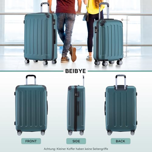 51bfkpqrojl.jpg BEIBYE Hartschalen Koffer für Reisen - 4 Rollen, M-L-XL-Set (Dunkelgrün)