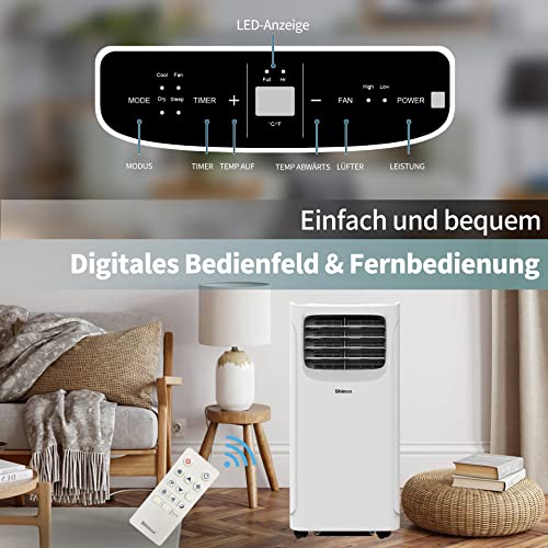 51bhe5ciwal.jpg SHINCO Mobile Klimaanlage 9000BTU 2,6 kW Kühlen & Ventilieren & Entfeuchten 22㎡ Raumłócke Timer