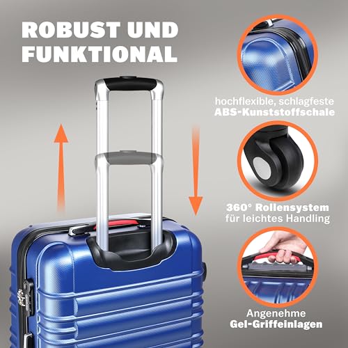 51bb6u7d12l.jpg Monzana Kofferset Baseline 3er Hartschalen-Koffer Reisekoffer für Handgepäck 4 Rollen M-L-XL Set Blau