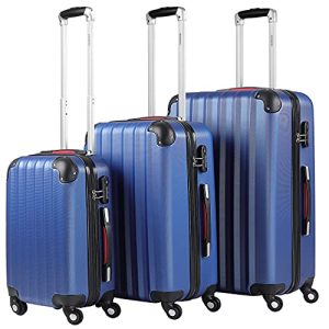 Monzana Kofferset Baseline 3er Hartschalen-Koffer Reisekoffer für Handgepäck 4 Rollen M-L-XL Set Blau