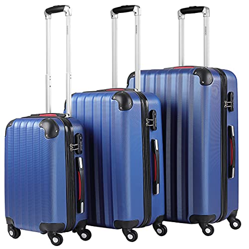 51bjbf0hrgs.jpg Monzana Kofferset Baseline 3er Hartschalen-Koffer Reisekoffer für Handgepäck 4 Rollen M-L-XL Set Blau