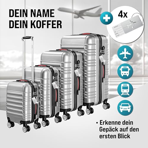 51cuav0dvhl.jpg Monzana 4tlg Kofferset Schließfunktions Organisator Silber S-M-L-XL Reisekoffer Hartschale