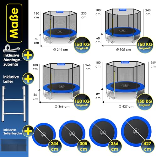 51dsv736sml.jpg KESSER® Belastbaren Trampolin Outdoor Kinder trampelt bis 150 kg | Sicherheitsnetz & Montagezubehör inklusive | Gartentr