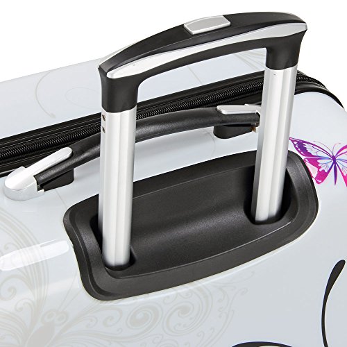 51fccpiglil 1.jpg Monzana Hartschalenkoffer Set Butterfly Basic Reisekoffer Trolley Koffer ABS Zwillingsrolle Alu-Teleskopgriff Schloss -
