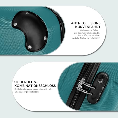 51fqj3aupl.jpg BEIBYE Hartschalen Koffer für Reisen - 4 Rollen, M-L-XL-Set (Dunkelgrün)