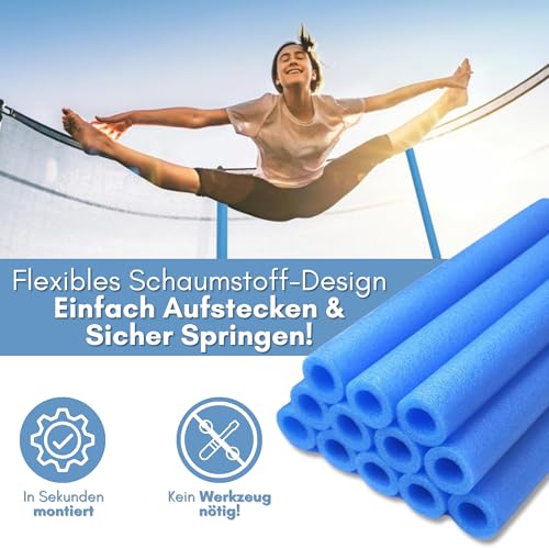 51fwdaew zl.jpg 16x Wetterfestes Schaumstoff Polster für 92cm Trampolin - Sicherheitsstangenschutz inkl. Kappen – Stoßdämpfend & EU-Manu