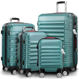 Monzana 4tlg Kofferset Schloss Organizer Grün S-M-L-XL Reisekoffer Hartschale