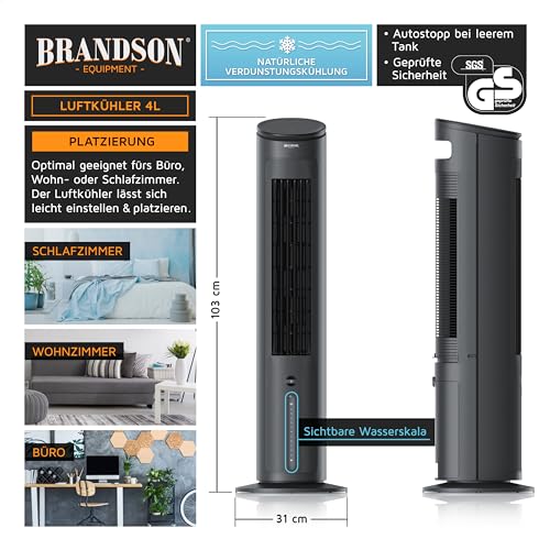 51goorwyvql.jpg Brandson - Turmventilator mit Wasserkühlung - Preisträger 2025 - leise - mobile Klimaanlage ohne Abluftschlauch - großes